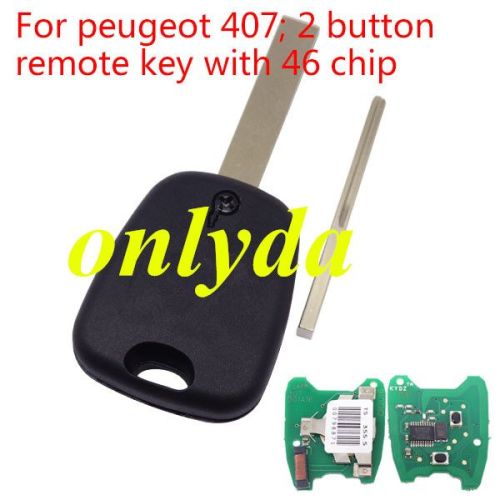 For  peugeot 407; 2 button remote key with PCF7961 46 chip