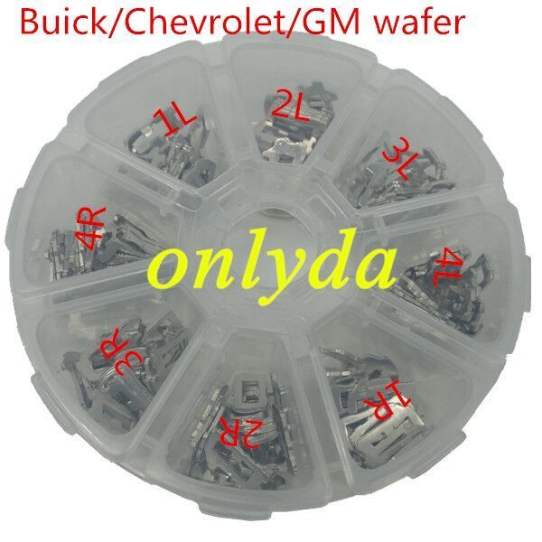 For Chevrolet/Buick/GM lock wafer it contains 1L,2L,3L,4L,1R,2R,3R,4R. Each number has 20pcs