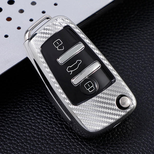 For Audi A3/Q3/Q2L/A1/S3 3 button TPU  protective key case, Transparent button , please choose the color