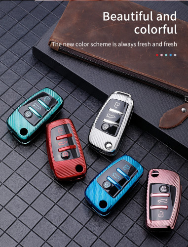 For Audi A3/Q3/Q2L/A1/S3 3 button TPU  protective key case, Transparent button , please choose the color