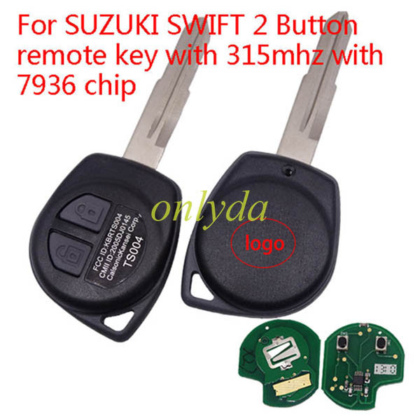 For SUZUKI SWIFT 2 Button remote key with 315mhz/434mhz with 7936 chip