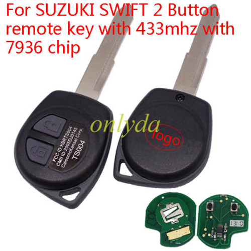 For SUZUKI SWIFT 2 Button remote key with 315mhz/ 433mhz with 7936 chip(FSK model)