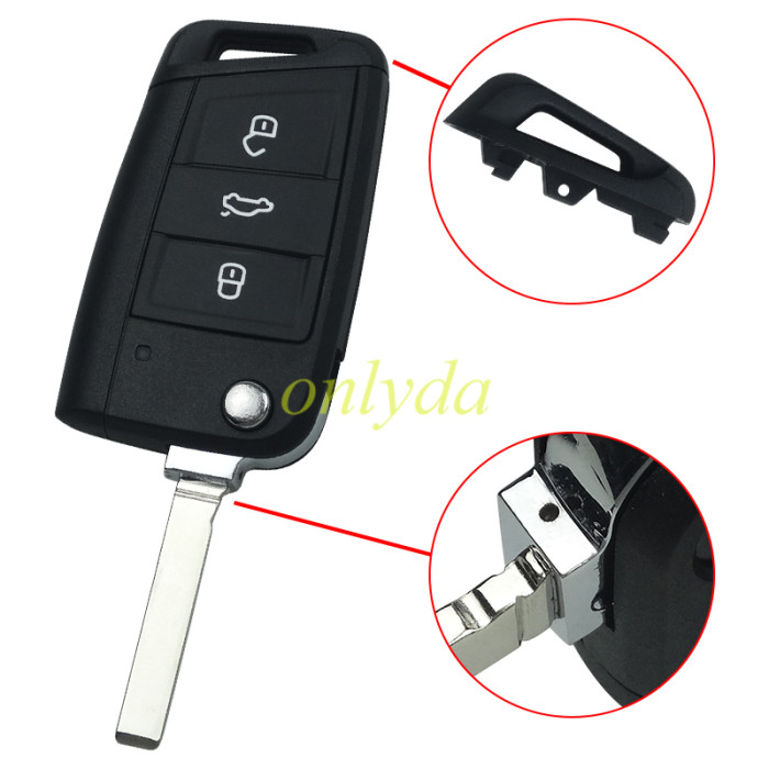 For VW 3 button remote key shell with HU162 blade, the pin hole is same as OEM shell