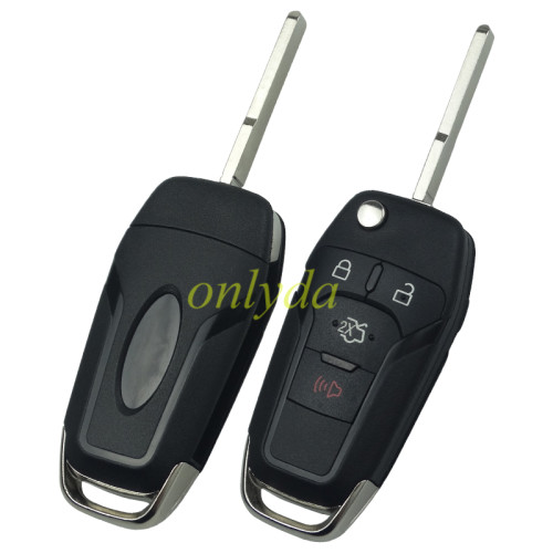 Ford 3+1 button flip remote key shell with Hu101 blade with logo