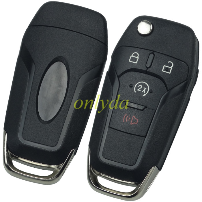 Ford 3+1 button flip remote key shell with Hu101 blade with logo