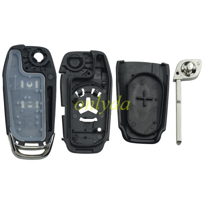 Ford 2+1 button flip remote key shell with Hu101 blade with logo