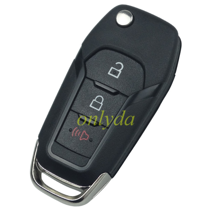 Ford 2+1 button flip remote key shell with Hu101 blade with logo