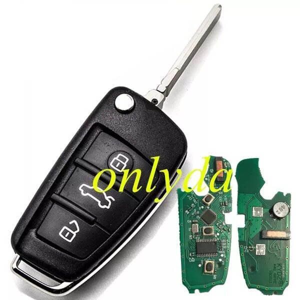 For MQB Keyless  flip remote ID48 chip 434mhz ASK model Rem:8vo837220D 8vo837220 8vo837220G