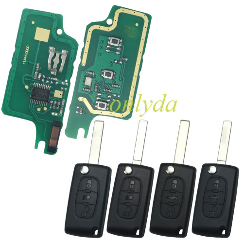 For  Peugeot 0536 3 Button Flip  Remote Key with 46 chip PCF7961chip ASK model  with VA2 and HU83 blade, please choose the key shell