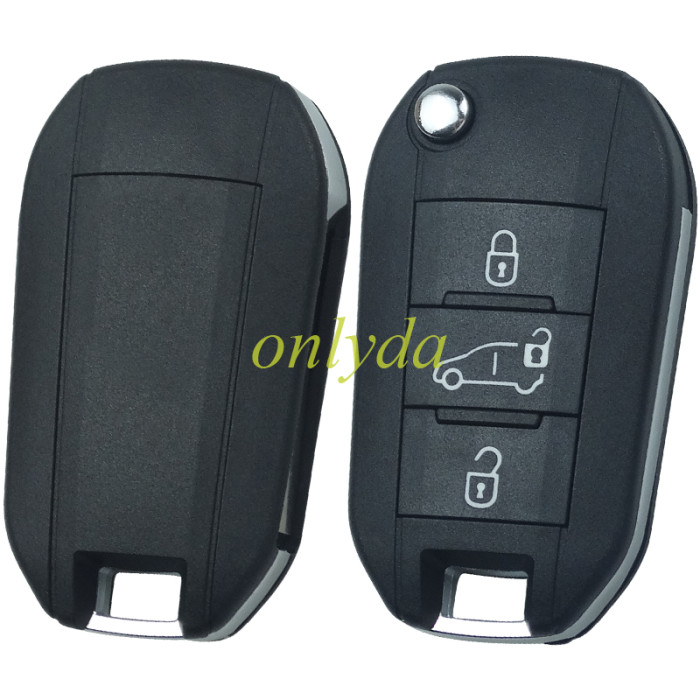 For Peugeot 3 button remote key with Slider Door 434mhz FSK  with AES 4A  chip Peugeot 308 ，4008 Citroen C3 C5 C6 ,  Flip Key 08454610 HUF8435  2015DJ2893  PN:9809825177