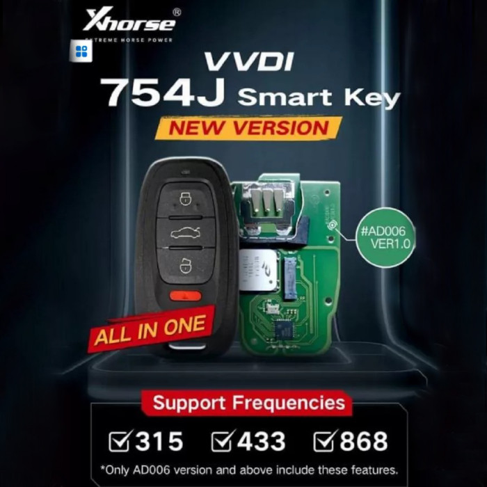 VVDI 754J Smart key please choose frequency ，unchangeable fequency, China Market version
