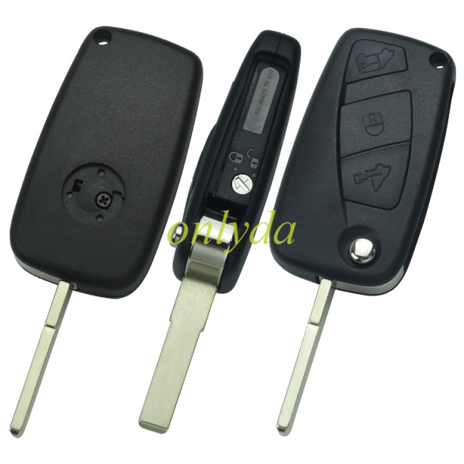 For Fiat 3 button remote key blank black one