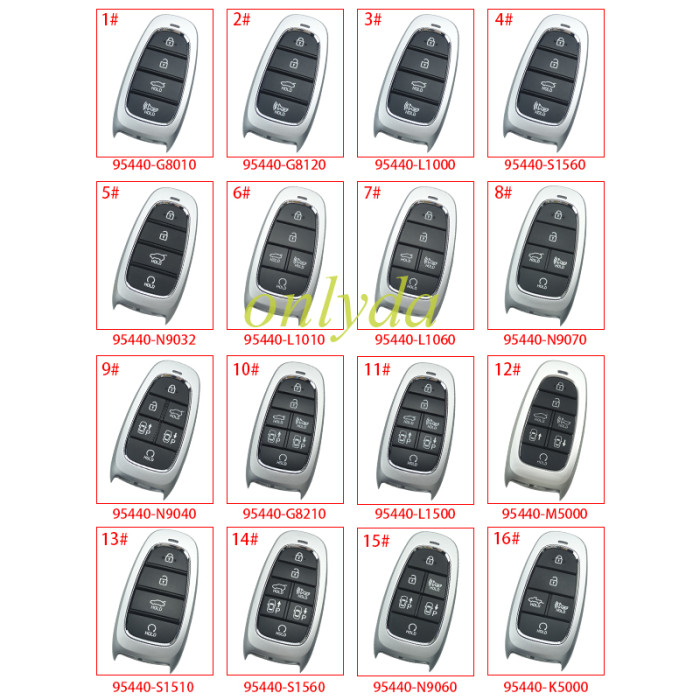 OEM Smart Key for Hyundai Grandeur Buttons:7 / Frequency:433MHz / Transponder:HITAG 3/NCF 29A / Part No: 95440-G8210/ Keyless Go / Automatic Start