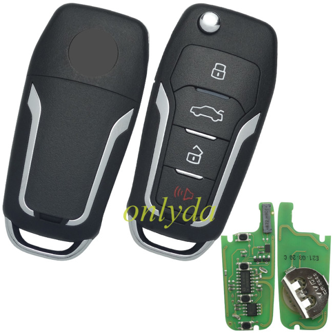 For Xhorse VVDI Key Tool VVDI2 Flip Remote Key 3+1 Buttons d Type with Super Transponder XEFO01EN