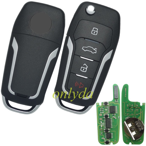 For Xhorse VVDI Key Tool VVDI2 Flip Remote Key 3+1 Buttons d Type with Super Transponder XNFO01EN