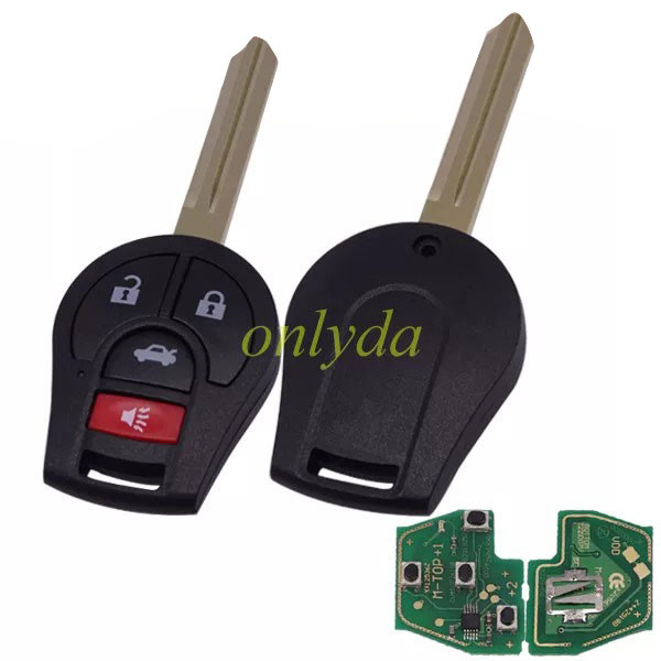 For  Nissan 3+1 button remote key with 315mhz/433mhz
