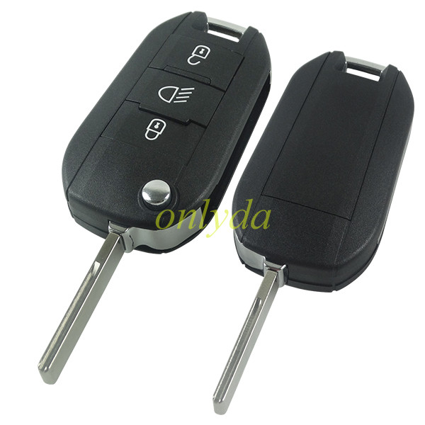 For Peugeot 3 button remote key with light  434mhz FSK  with AES 4A  chip Peugeot 308 ，4008 Citroen C3 C5 C6 ,  Flip Key 08454610 HUF8435  2015DJ2893  PN:9809825177