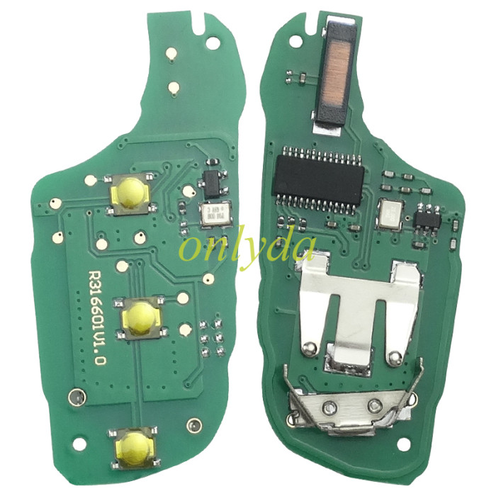 For Peugeot 3 button remote key with 434mhz FSK  with AES 4A  chip  Peugeot 308 ，4008 Citroen C3 C5 C6 ,  Berlingo Opel GrandLand 2019, 08454610 HUF8435  2015DJ2893  PN:9809825177