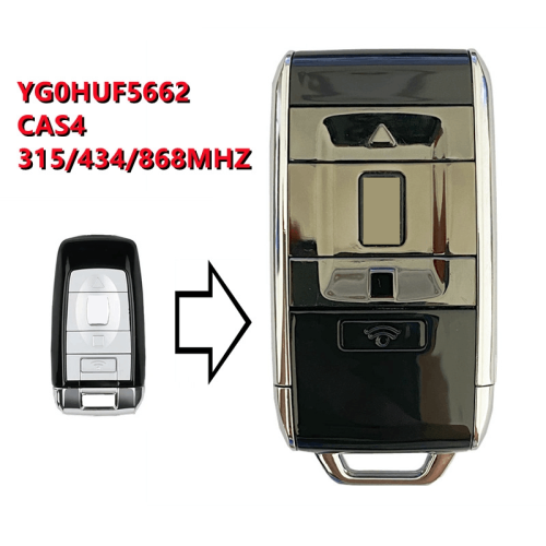 For Rolls-Royce  4 button remote key aftermarket cas4 YG0HUF5662 315MHz/433MHz/868MHz  HITAG Pro 49chip   blade: HU100R  Buttons : lock, unlock, trunck,  panic