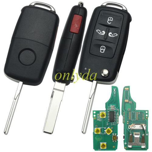 For VW 5 button  Remote Control 434MHz 5K0837202AD  /315mhz 561 837 202 D  Fits VW Sharan  Seat Alhambra， Chip ID48 Switchable frequency