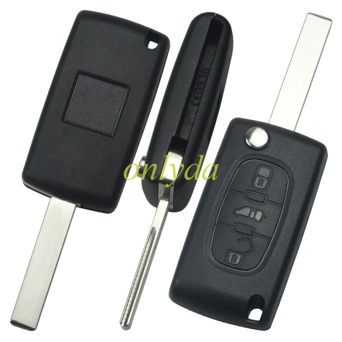 For  Peugeot 0536 3 Button Flip  Remote Key with 46 chip PCF7961chip ASK model  with VA2 and HU83 blade, please choose the key shell