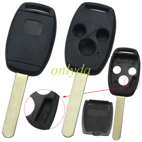 For Honda upgrade 3 buttons remote key shell have logo （With chip slot place)