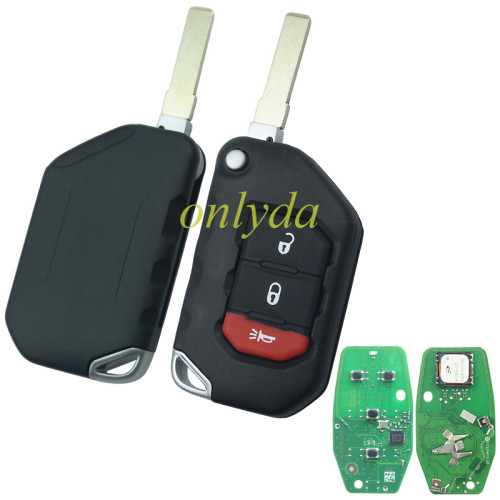 2018-2021 For Jeep Wrangler / 2+1 Button Smart Flip Key 433.92MHz ASK PCF7939M / HITAG AES / 4A CHIP PN: 68416782AA /  FCC ID: OHT1130261