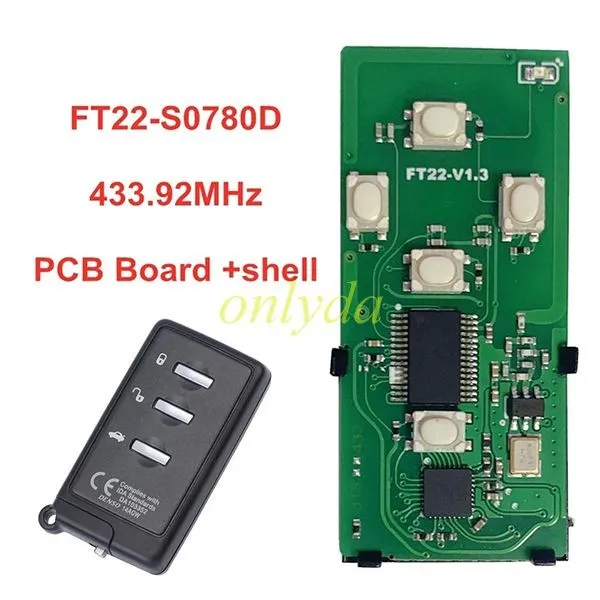 FT22-0780D 312-314mhz/315mhz/433-434MHz 5 Buttons Smart Remote Car Key For Toyota Alphard 2006-2016 3D Replacement PCB.