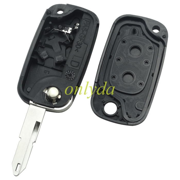 For  Renault 2 button flip remote key shell with NE73 blade