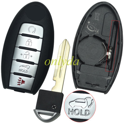 For nissan 4+1 button remote key blank