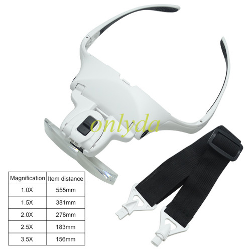 For  head-mounted magnifying glasses - with LED lights（5 group lens-1.0X--1.5X-2.0X-2.5X-3.5X) Two hands can be used.with two LED lamps,bracket and headband is interchangeable