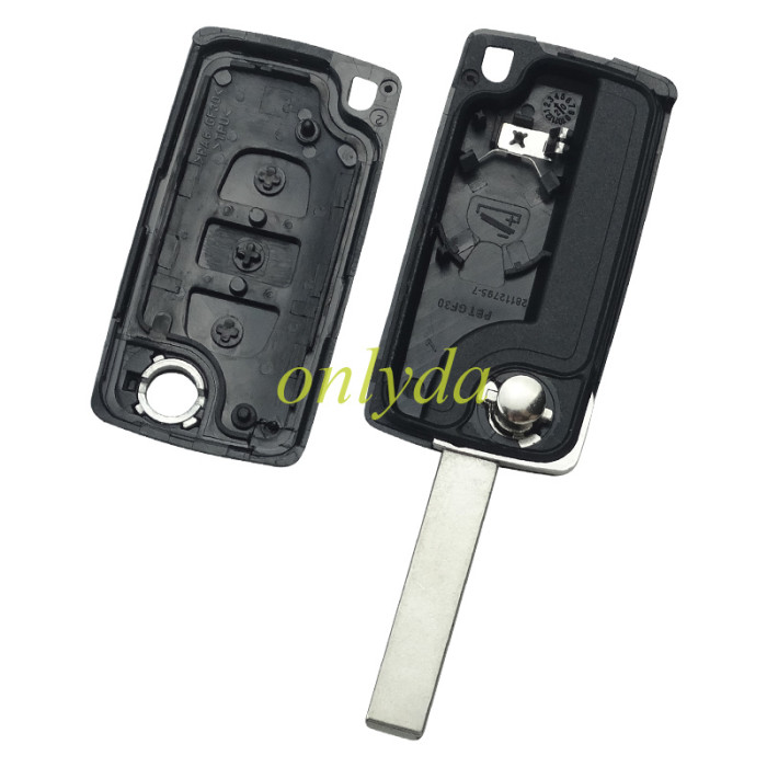 For OEM Citroen 3 Button Flip  Remote Key with 434mhz  (battery on PCB) with FSK model  with 46 chip with VA2 and HU83 blade , with light button in the middle