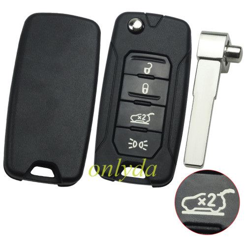 For Chrysler Jeep 4 button flip remote key blank