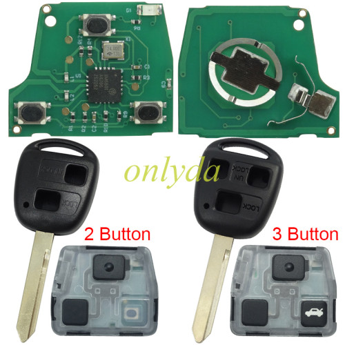 Toyota 2 button remote key with 4C chip & TOY47 blade with 315mhz or 434mhz use for Toyota Yaris