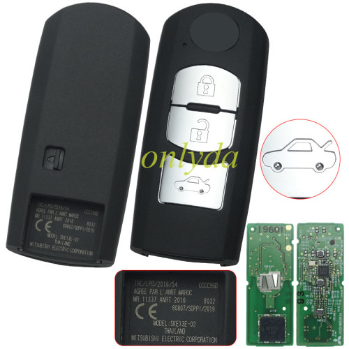 Original 2018+ Mazda 3 button keyless Smart remote key with 434mhz with HITAG pro ID49 chip  for  Axela Atenza CX4 CX5 Model: SKE13E-02