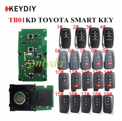 KEYDIY TB01 KD Smart Key Universal Remote Control With 8A/Toyota H chip ,please choose the key shell