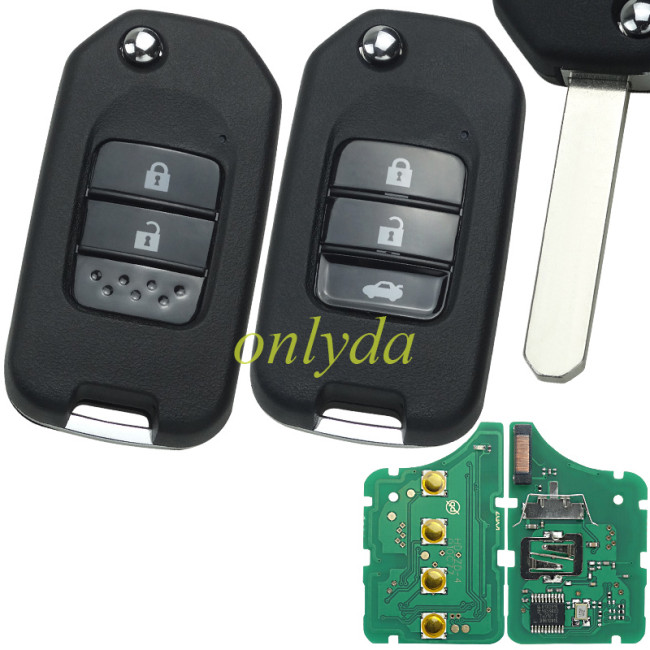 For Honda 2/3 button remote key chip: Honda G PCF7961X(HITAG3) ID47 / HONDA G  & 433 Mhz compatible Honda Accord 2015-2017.  FCCID: HLIK6-3T blade HON66,  battery CR2032.