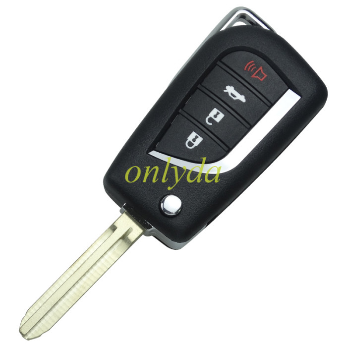 3+1 button flip remote key shell  with TOY43 blade