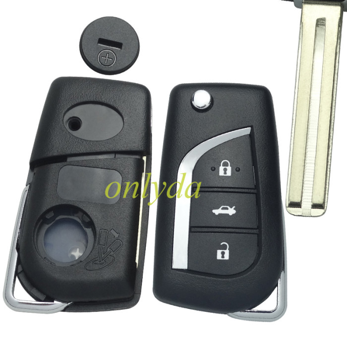 For Toyota 3 button remote key shell  with TOY48 blade with logo