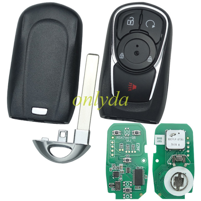 For Buick Keyless Smart 3+1 button remote key with 7952E HITAG2 46chip- 433mhz ASK model FCC ID: HYQ4EA  Buick Regal 2018-2020   PN: 13511629