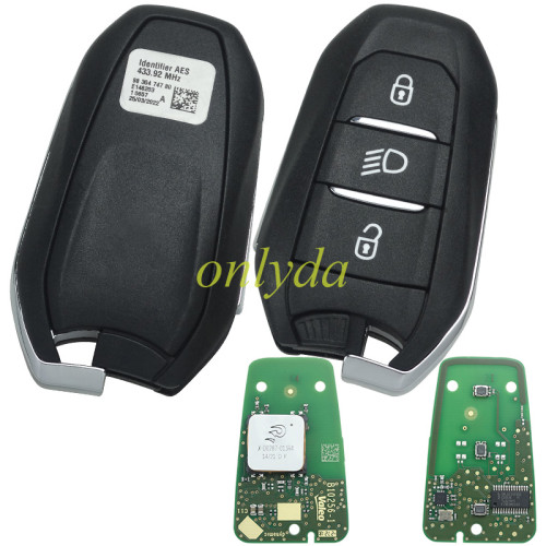 For Peugeot 3 button remote key with 434mhz/315mhz  with HITAG AES（4Achip) ,pls choose mhz