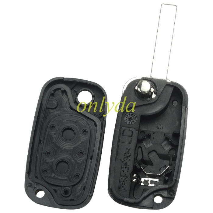 For  Renault 2 button flip remote key shell with HU83 blade