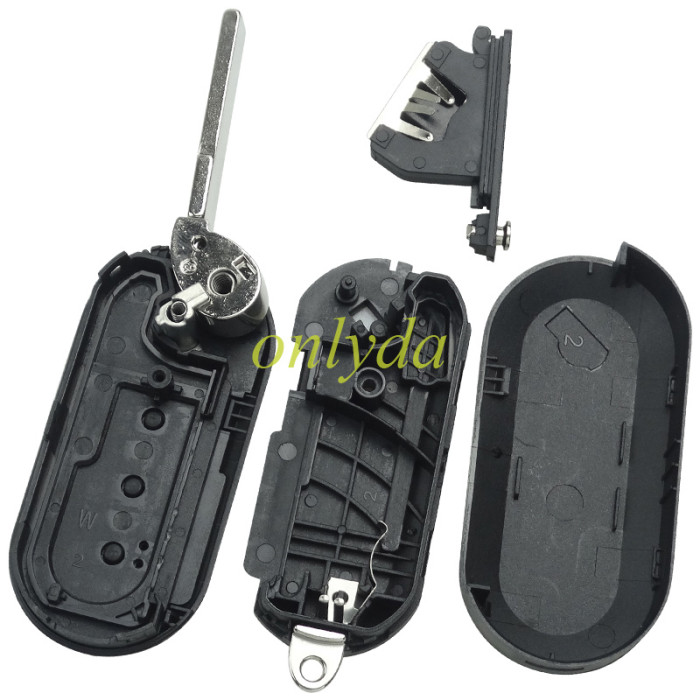 For  Fiat 3 button remote key blank black color