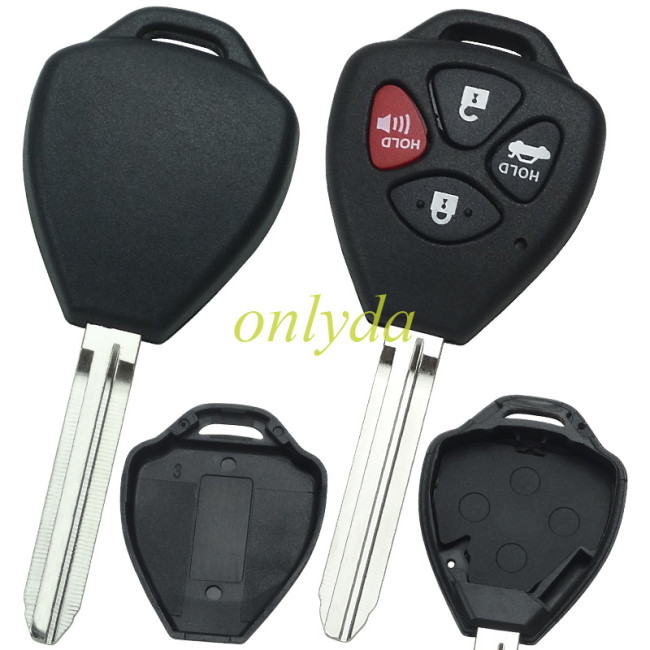 For Toyota upgrade 3+1 button remote key blank with TOY43 blade