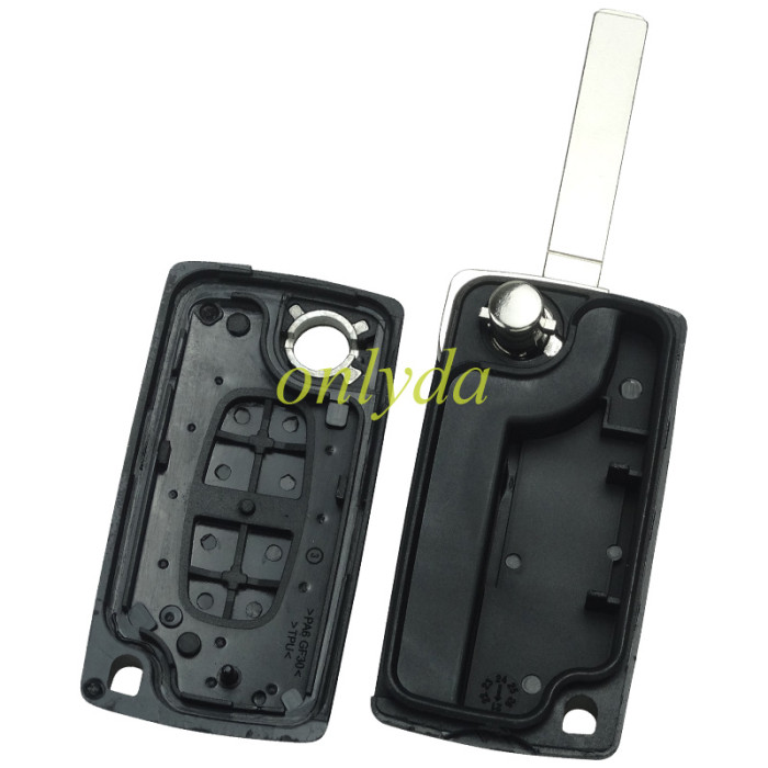 OEM for  Peugeot 2 Button Flip  Remote Key with 433mhz  (battery on PCB) with ASK model  with 46 chip CE0523 PCF7941 E33C1002 with VA2 and HU83 blade , please choose the key shell