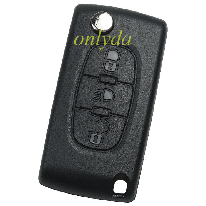 For Peugeot 3B Flip  Remote Key  CE0523 PCF7941 46 chip ASK model battery on the PCB 307/407 blade, Trunk/Light button