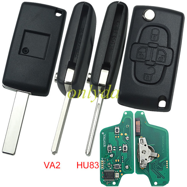 For peugeot 4B Flip Remote Key  433mhz (battery on PCB) FSK model  with 46 chip