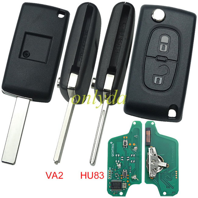 For Peugeot 2B Flip  Remote Key CE0523 433mhz  (battery on PCB) with ASK model  PCF7941 46 chip 307/407 blade