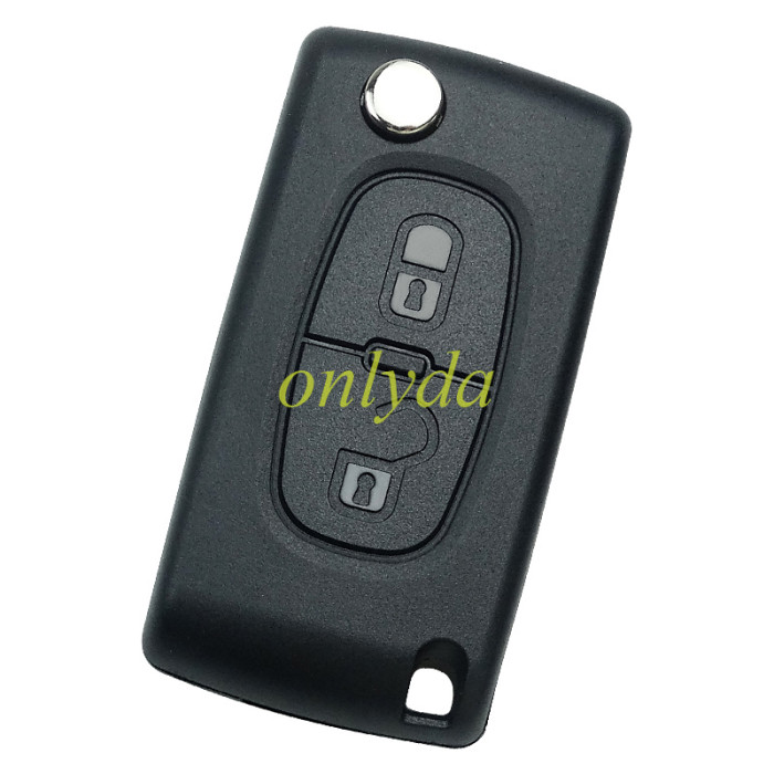 OEM for  Peugeot 2 Button Flip  Remote Key with 433mhz  (battery on PCB) with ASK model  with 46 chip CE0523 PCF7941 E33C1002 with VA2 and HU83 blade , please choose the key shell