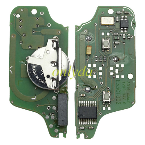 CE0523 OEM PCB for Peugeot 2 Button Flip  Remote Key with 433mhz  (battery on PCB) with FSK model  with 46 chip